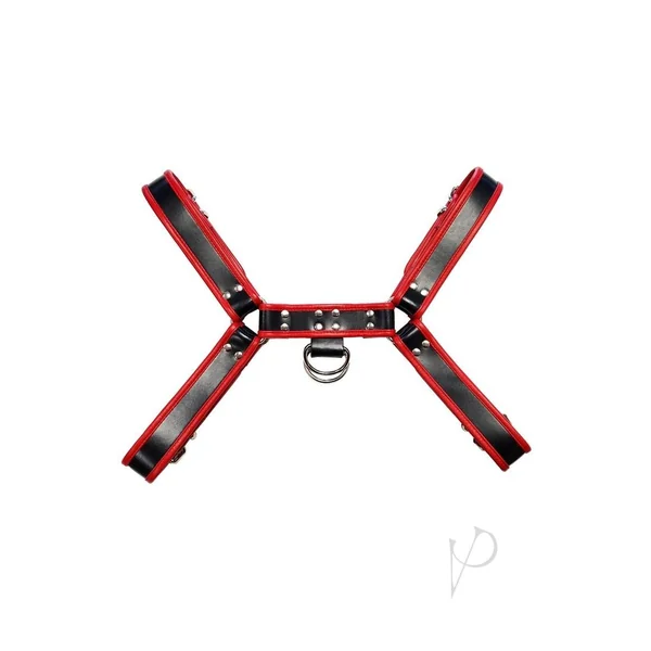 Rouge Over The Head Adjustable Leather Front Harness - XXLarge - Black/Red