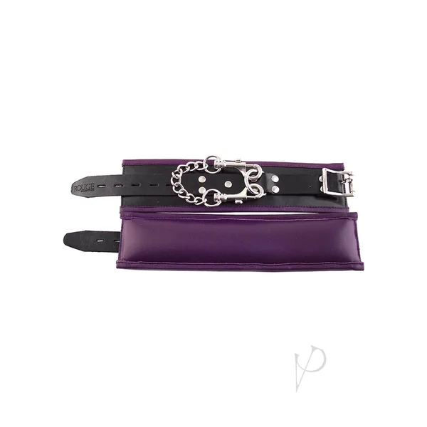 Rouge Padded Leather Adjustable Wrist Cuffs - Black and Purple