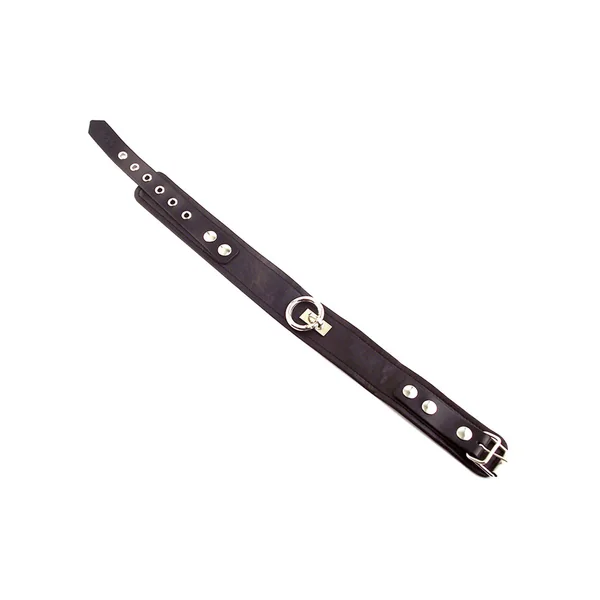 Rouge Plain Leather Adjustable Collar 1 Ring - Black