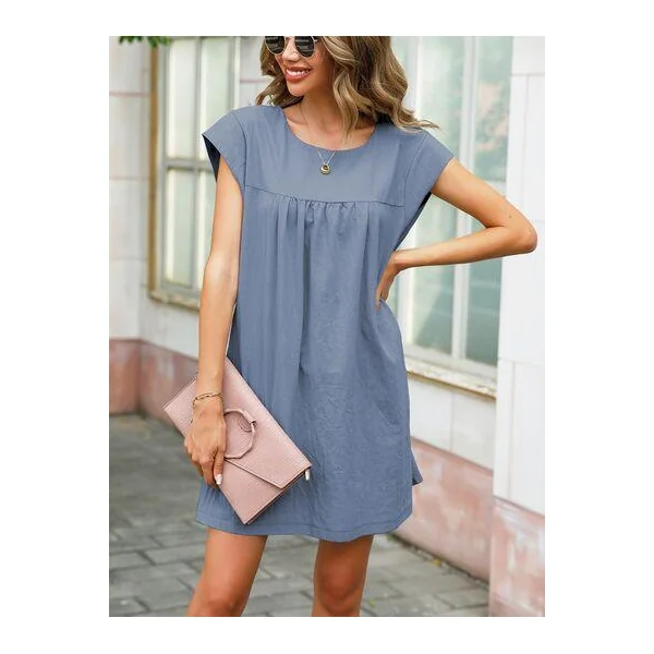 Round Neck Cap Sleeve Dress