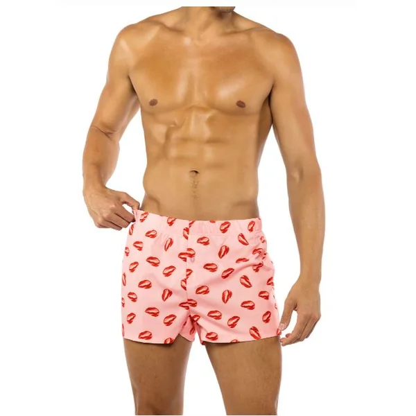 Satin Lips Print Boxer Shorts