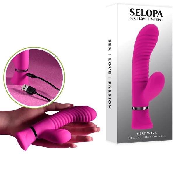 Selopa Next Wave Rechargeable Silicone Waterproof Mini Rabbit Vibrator Pink