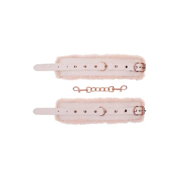 Sex and Mischief Peaches n CreaMe Fur Handcuffs – Ivory/Rose Gold
