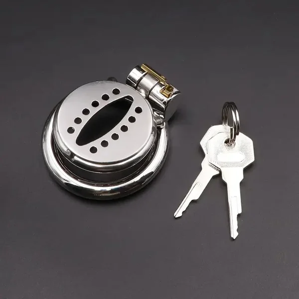 Sexual Chastity Stainless Steel Male Flat Snowflake Style Metal Chastity Cage
