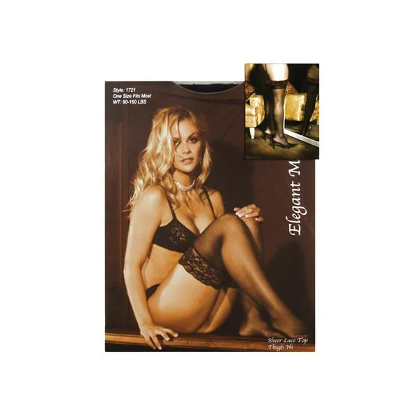 Sheer Lace Up Thigh Hi Black O/s