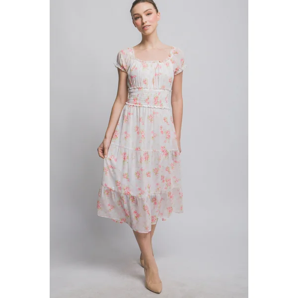 Short Sleeve Floral Maxi Dress