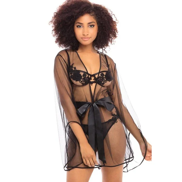 Short Tulle Embriodered Robe