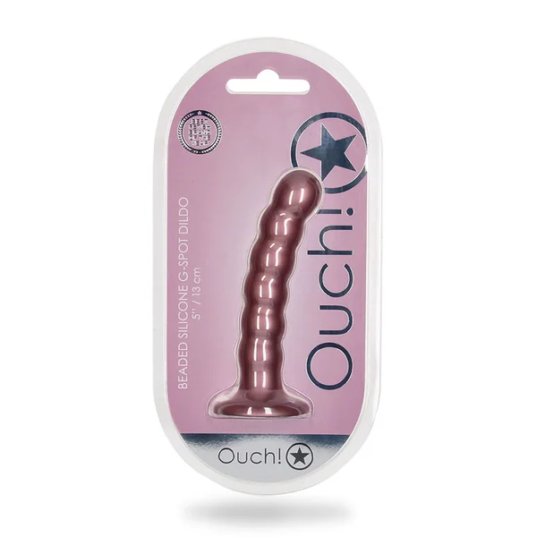 Shots Ouch! Beaded Silicone 5 In. G-spot Dildo Rose Gold