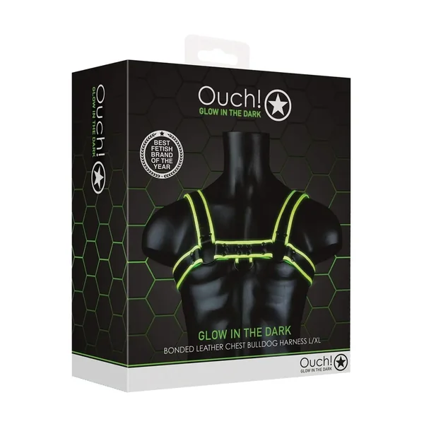 Shots Ouch Chest Bulldog Harness – Glow in the Dark L/XL