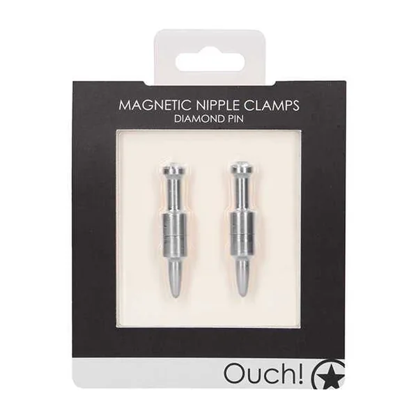 Shots Ouch Pin Magnetic Nipple Clamps - Silver