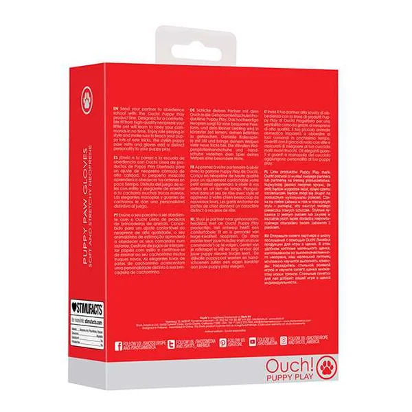 Shots Ouch Puppy Play Paw Cut-Out Gloves - Red