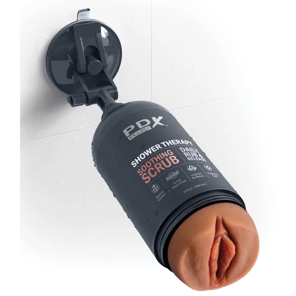 Shower Therapy Discreet Realistic Stroker with Mount - Caramel
