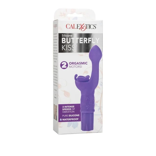 Silicone Butterfly Kiss Dual Motor Vibe Waterproof Purple