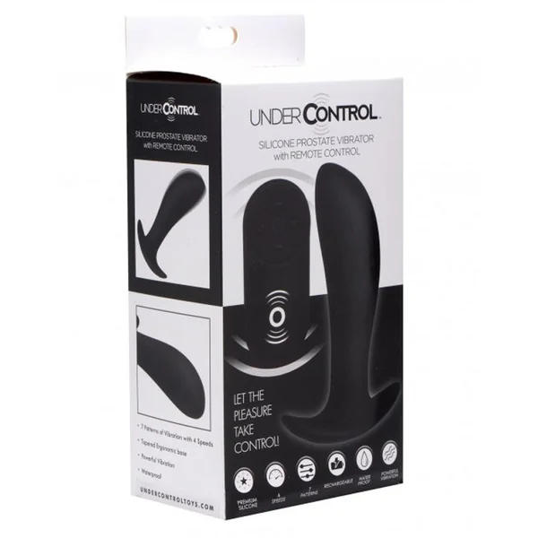 Silicone Prostate Vibrator with Remote Control Black