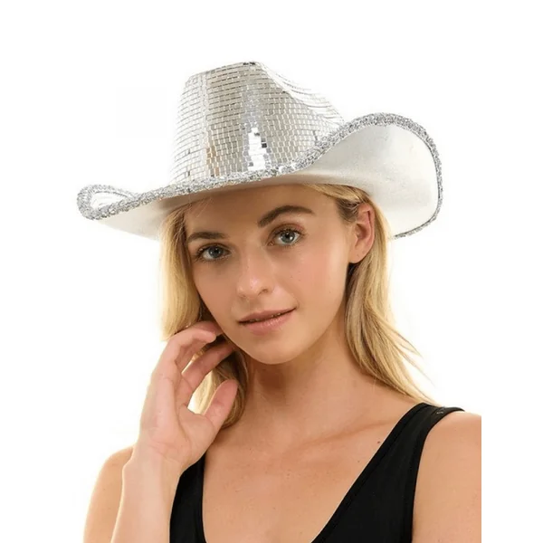 Silver Mirrored Cowboy Hat
