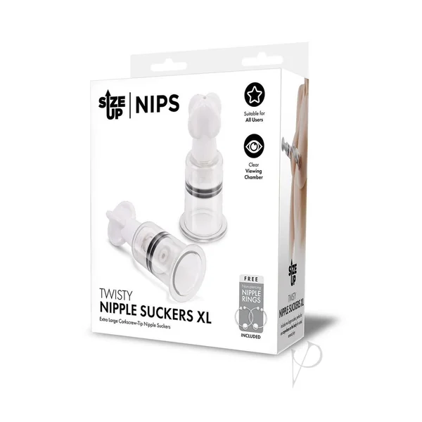 Size Up Twisty Nipple Suckers - XLarge - Clear/Black