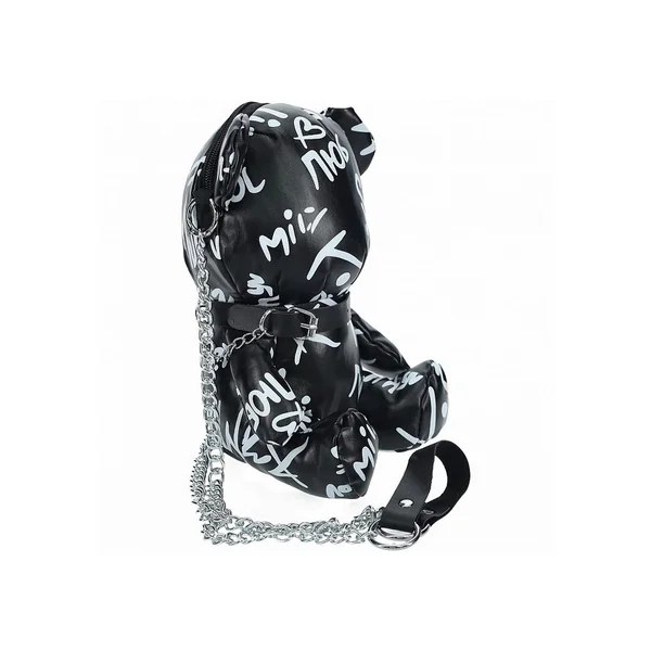 S-Line Bear Bag Pleather Writing – Black