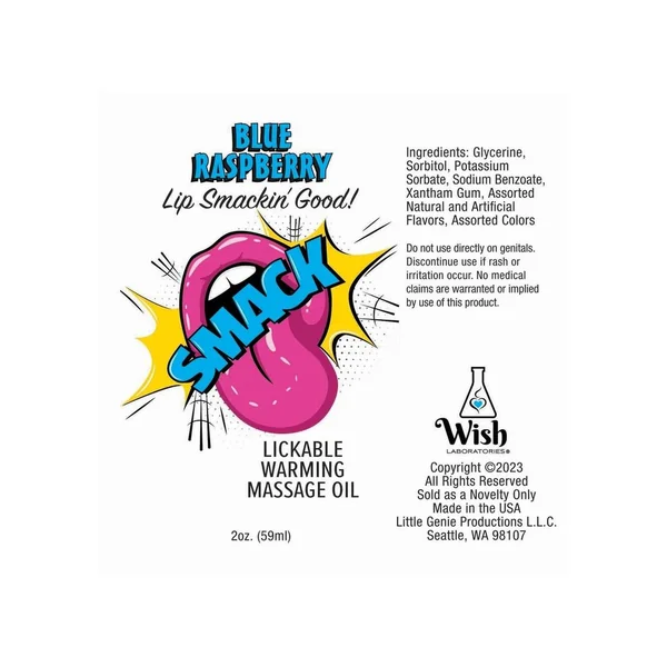 Smack Lickable Massage Oil 2oz – Blue Raspberry