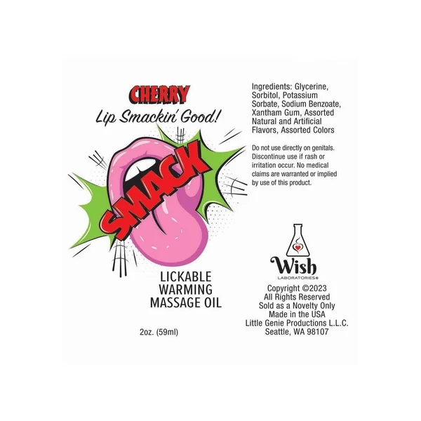 Smack Lickable Massage Oil 2oz – Cherry