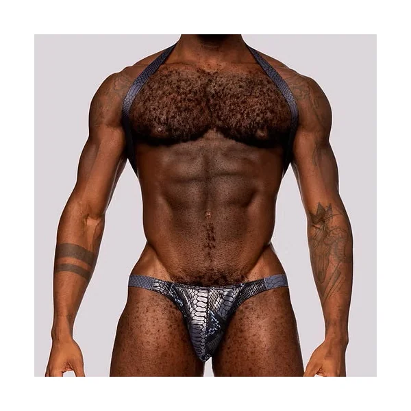 S'naked Harness Sling Thong by Male Power in Black S/M