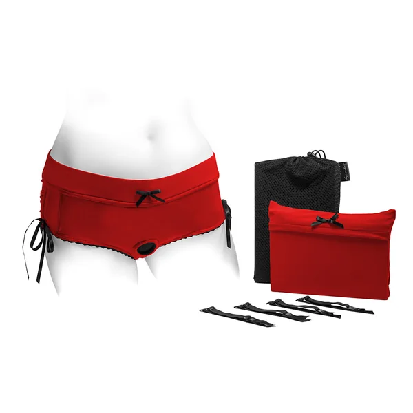Spareparts Sasha Cinch Booty Short Harness Red/black Size 5xl