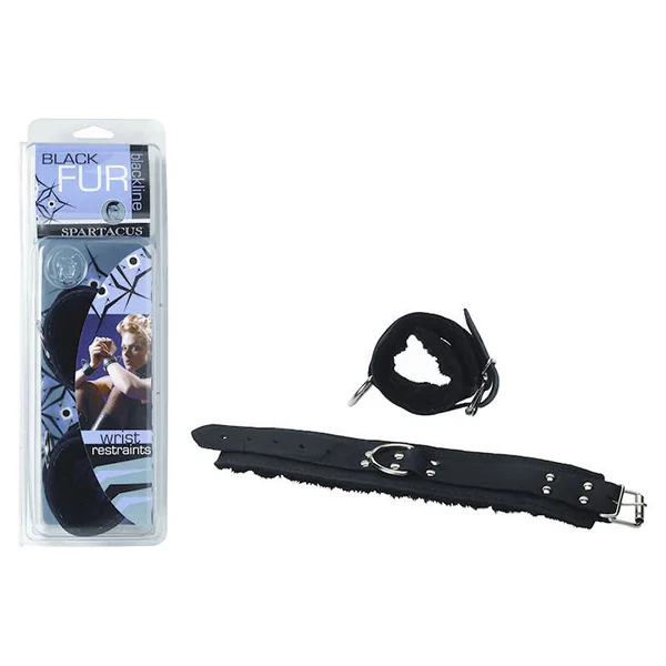 Spartacus Wrist Restraints Black Faux Fur
