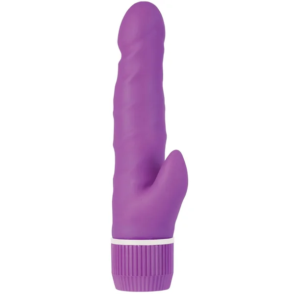 Spellbound Stud Double Jack Multispeed Realistic Vibrator With Clit Stimulator Waterproof Purple 4.75 Inch
