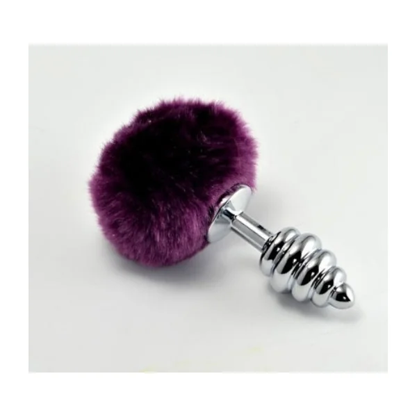 Spiral Pompon Metal Butt Plug