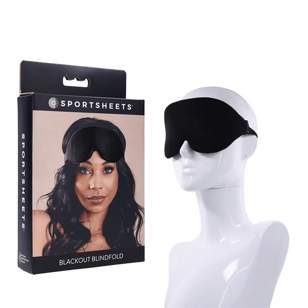 Sportsheets Bondage Gear Saffron Blackout Adjustable Strap Memory Foam Blindfold – Black