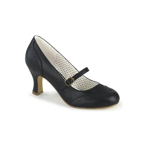 SS-FLAPPER-32 Pump | Black Faux Leather