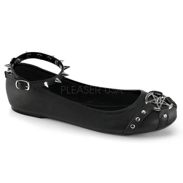 SS-STAR-23 Demonia Flat | Black Faux Leather
