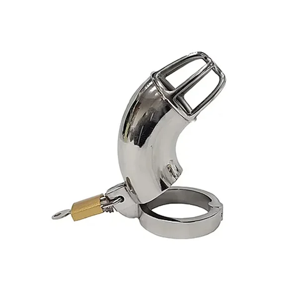 Stainless Cock Cage with Padlock In Clamshell