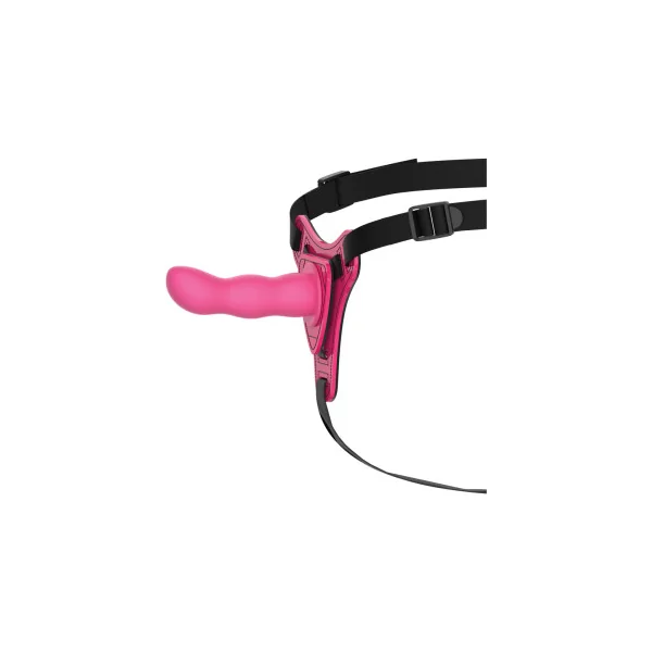 Stardust Switch Hitter Silicone Strap-On 5 Inch Dildo With Harness, Pink