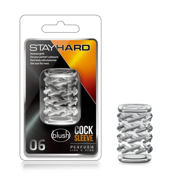 Stay Hard By Blush® | Clear Soft Ridged Spiraled 06 Penis Sleeve
