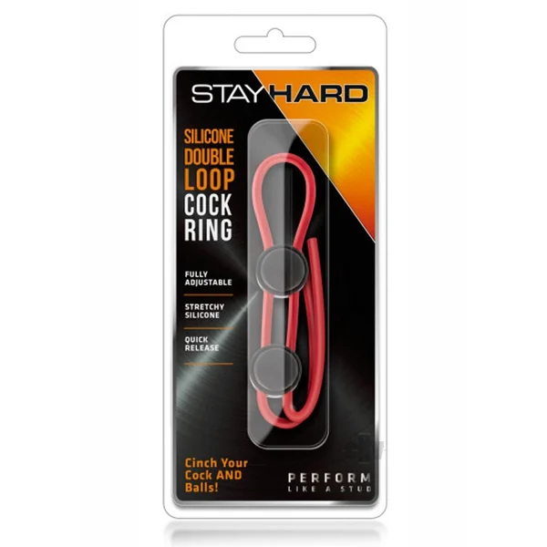 Stay Hard Silicone Dbl Loop Cockring Red