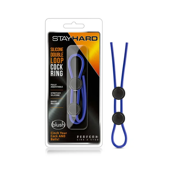 Stay Hard - Silicone Double Loop Cock Ring - Blue
