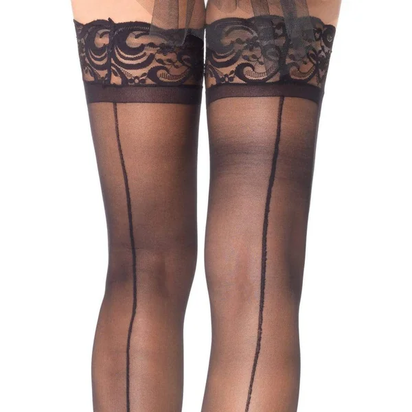 Stay Up Sheer Lace Backseam Thigh High Stockings Black One Size