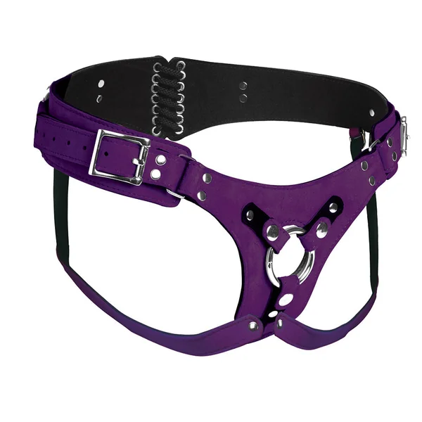 Strap U Bodice Deluxe Leather Corset Harness Purple