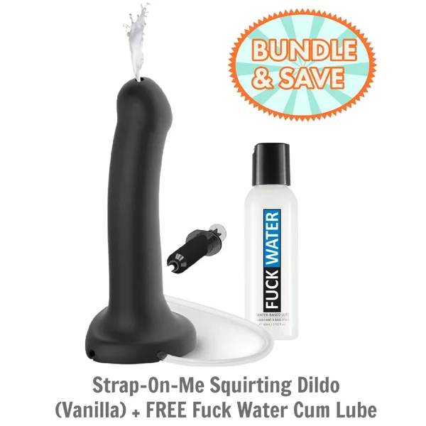 Strap-On-Me Squirting Dildo (Black) + FREE Fuck Water Cum Lube 2 oz