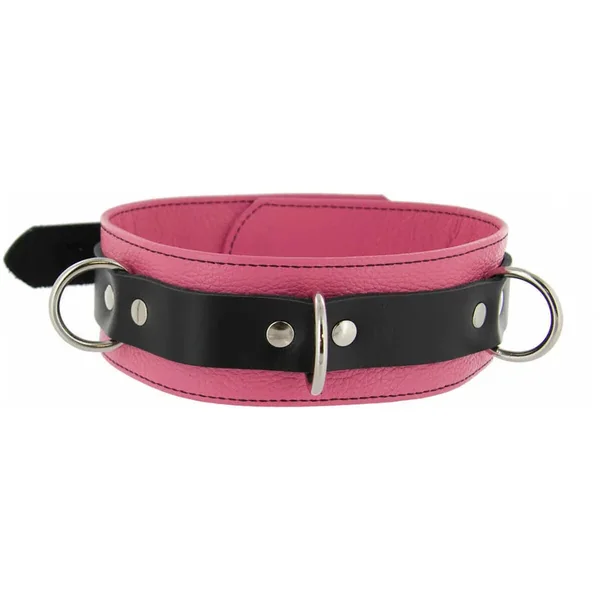 Strict Leather Deluxe Locking Collar – Pink and Black