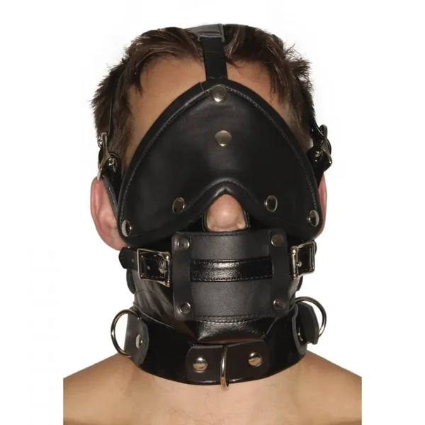 Strict Leather Premium Leather Bondage Muzzle with Blindfold and Gags