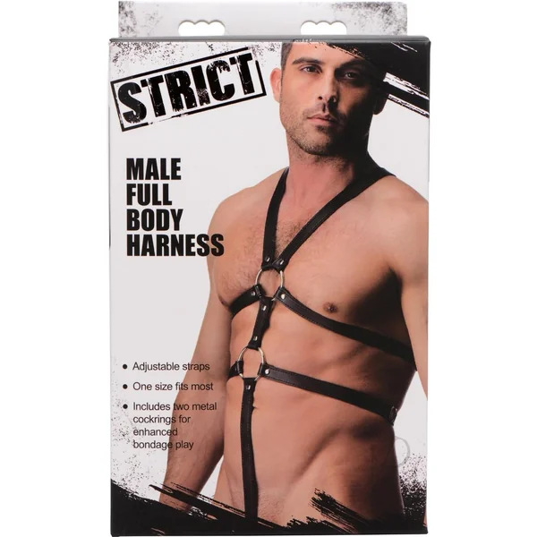Strict Male Full Body Harness Adjustable Straps Black