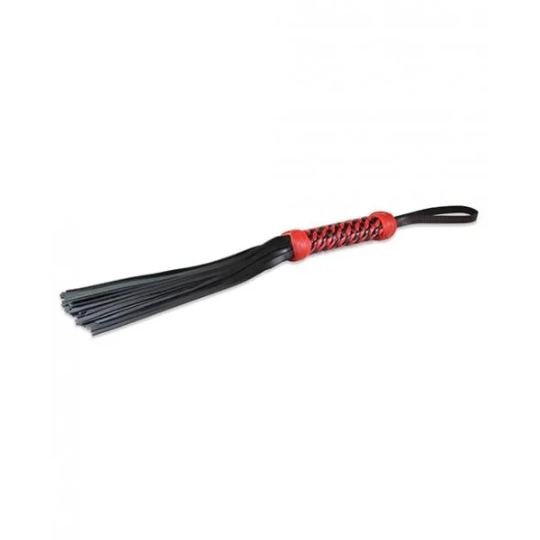Sultra 16 inches Lambskin Twisted Grip Flogger Black, Red Woven Handle
