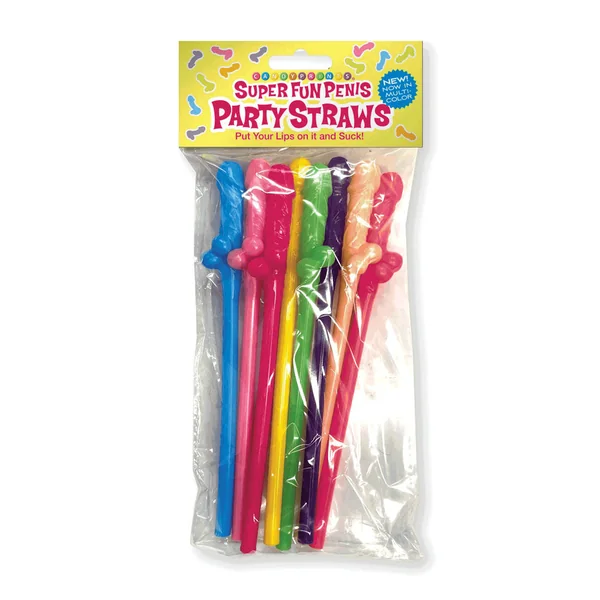 Super Fun Penis Party Straws Multi Dicky Straws 8 Pack
