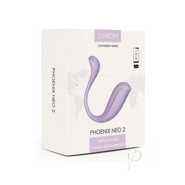Svakom Phoenix Neo 2 Interactive Rechargeable Silicone Bullet Vibrator with Remote Control - Lavender