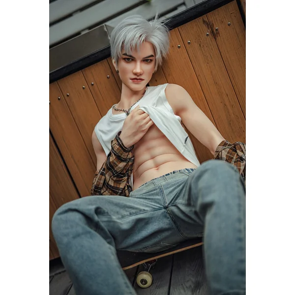 SY DOLL | 162cm(5.31’)- Full Silicone - Automatic Penis Insertion - Youthful Silver-hair Lean Muscle Realistic Gay Male Sex Doll - Zane