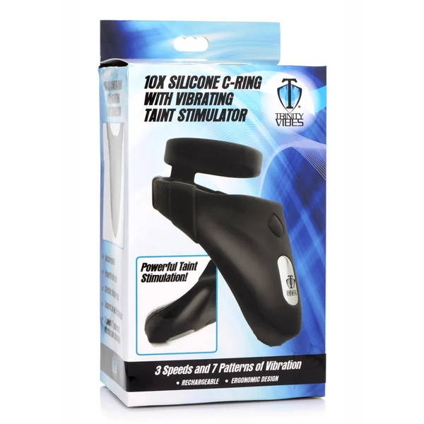 T4m 10x Silicone Cock Ring with vibe Stimulator Black