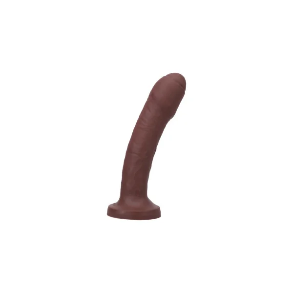 Tantus Uncut #2 O2 Dual Density Dildo, 6.4 Inch Insertable, 1.6 Inch Max Width, Espresso