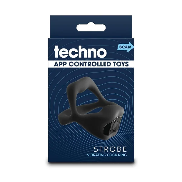 Techno Strobe Rechargeable Silicone App Compatible Cock Ring - Black