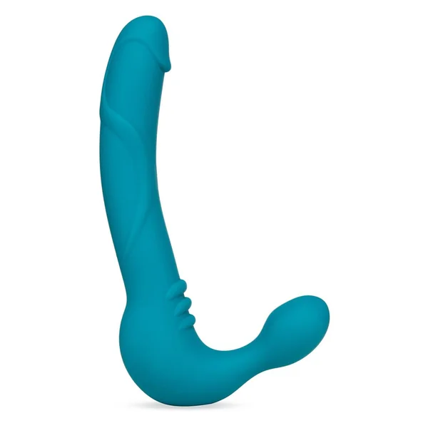 Temptasia Luna Strapless Silicone Vibrating Dildo with Rechargeable Bullet 9in – Teal